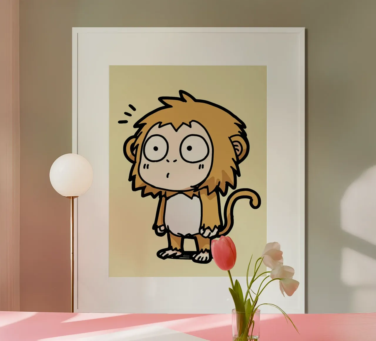 Cartone animato della scimmia sorpresa poster da Hiroto Mori