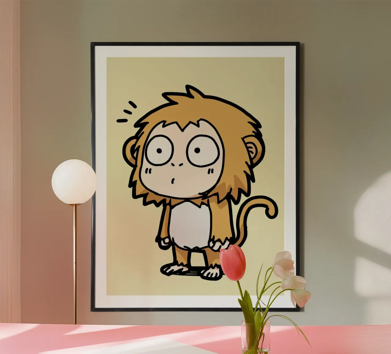 Cartone animato della scimmia sorpresa poster da Hiroto Mori