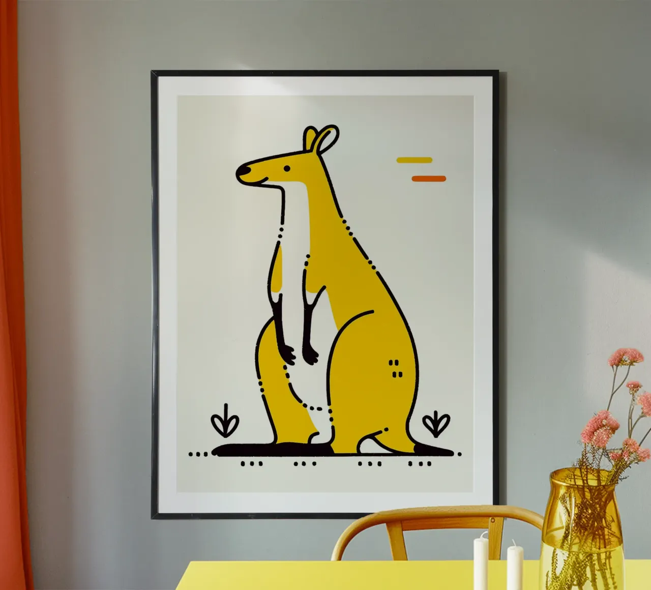 Mignon Kangourou jaune poster de Hiroto Mori