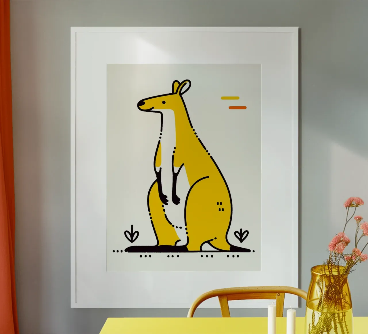 Mignon Kangourou jaune poster de Hiroto Mori