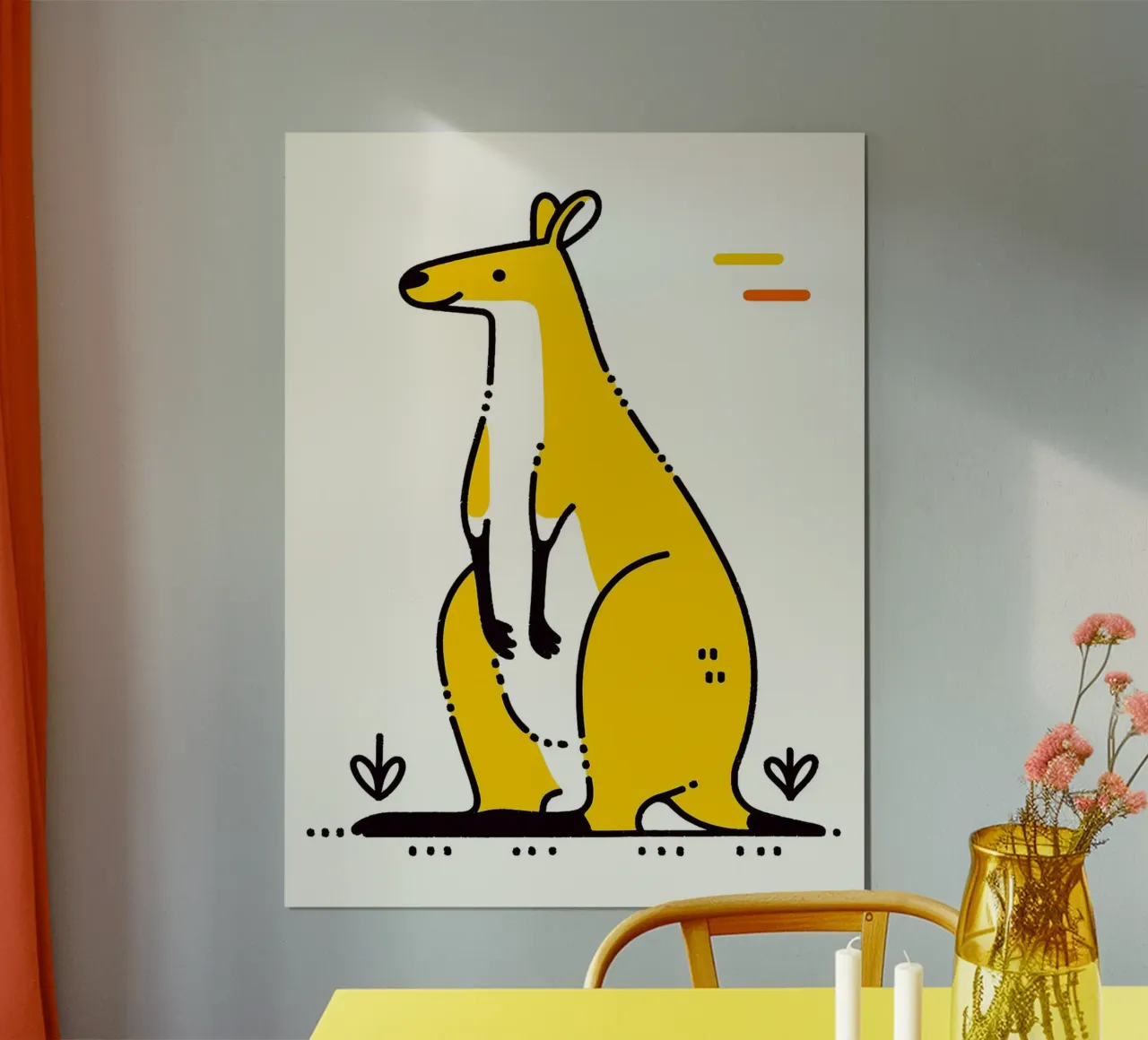 Mignon Kangourou jaune poster de Hiroto Mori