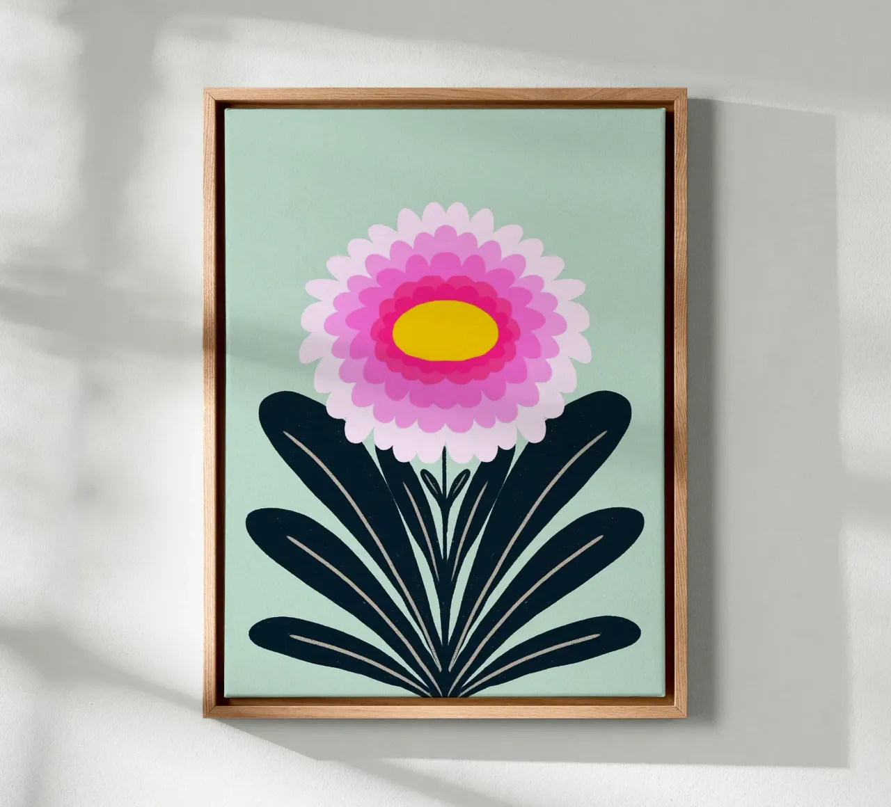 Illustrazione di crisantemo rosa tela con Cornice a cassetta da Hiroto Mori