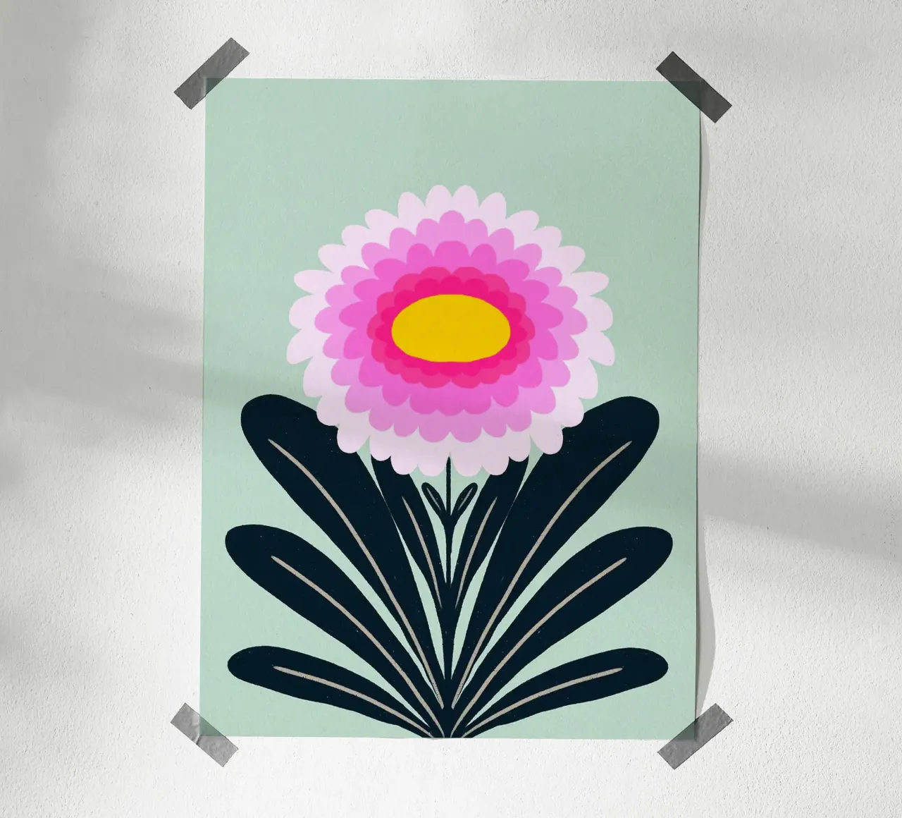 Illustrazione di crisantemo rosa poster da Hiroto Mori