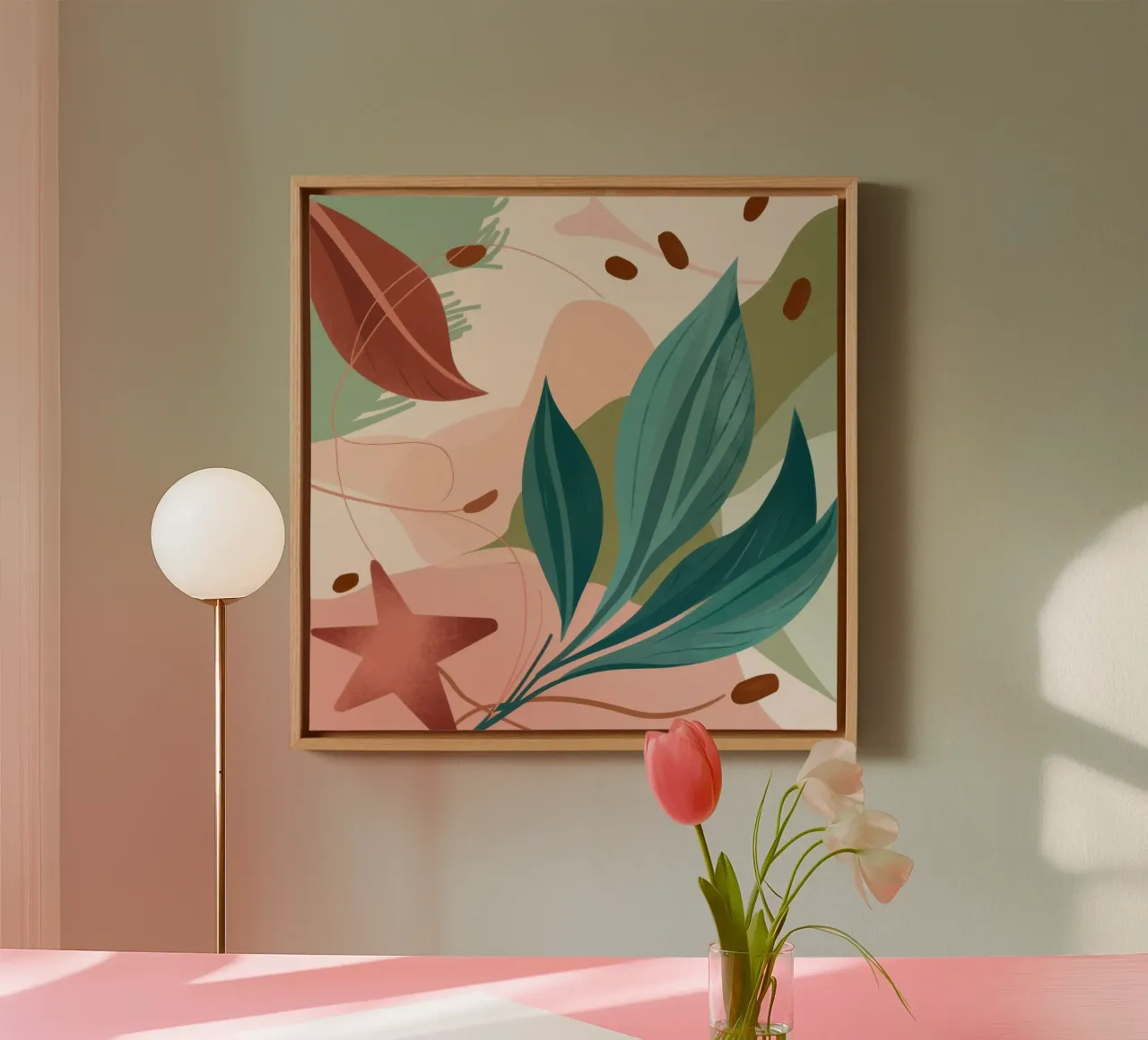 Abstract Botanical Harmony canvas with Floater frame by Wish Studio