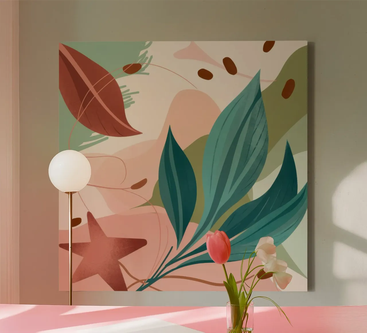 Abstract Botanical Harmony canvas with Floater frame by Wish Studio