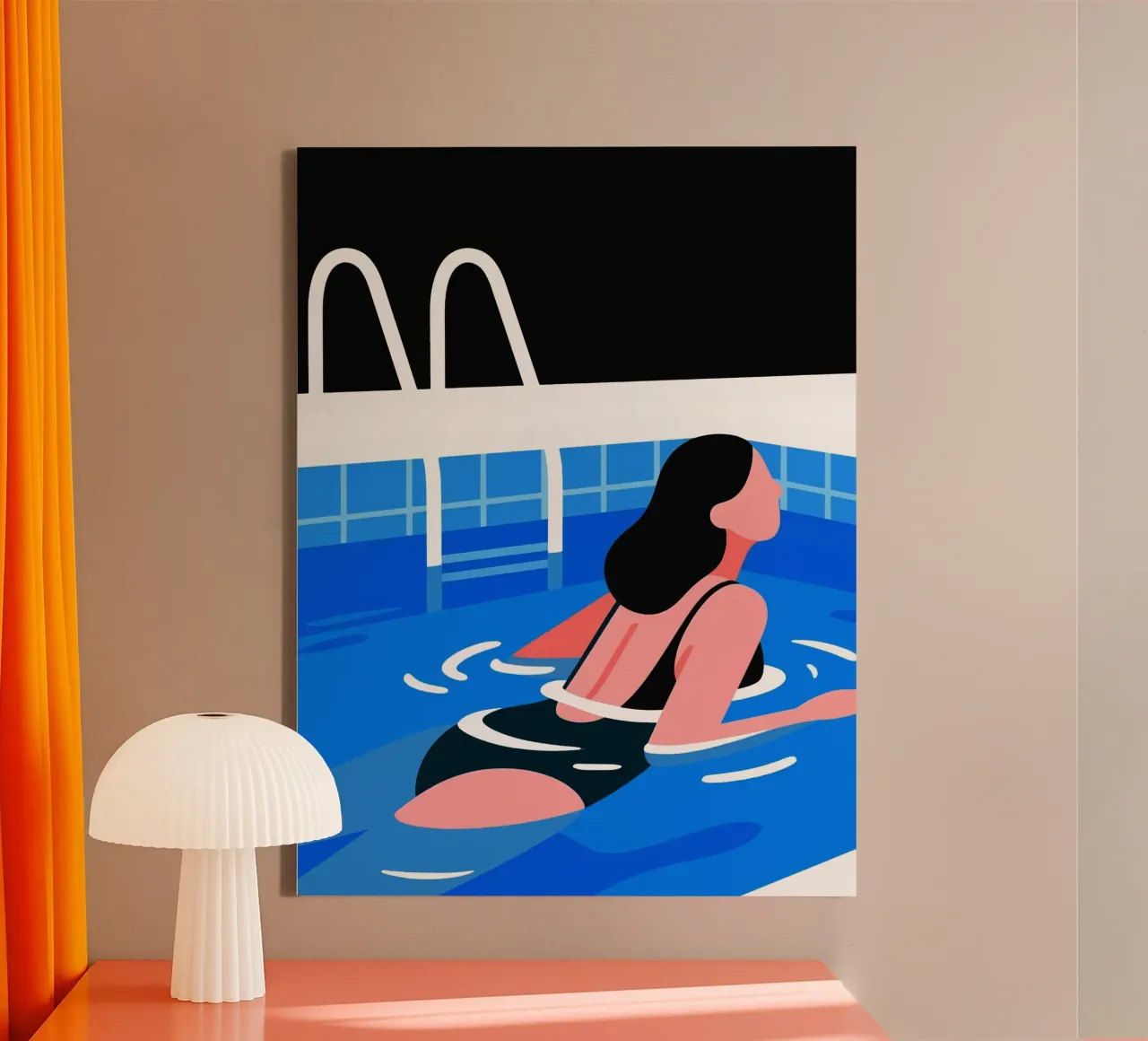 woman swimming in the pool tela con Cornice a cassetta da knowledge