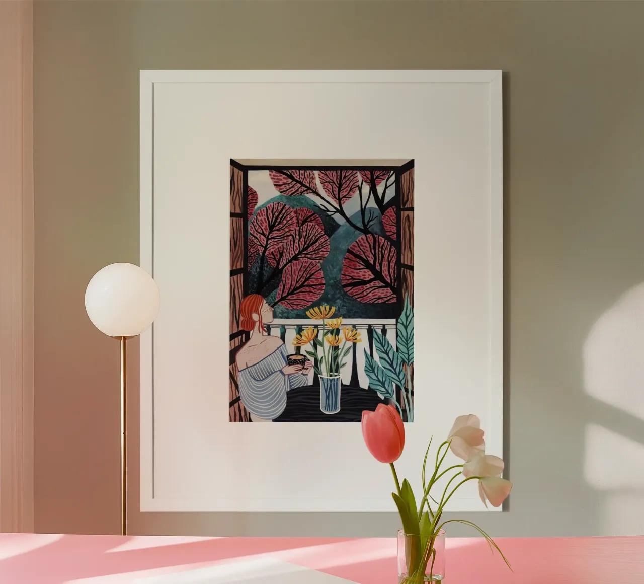 chill in window poster con telaio in alluminio da panada