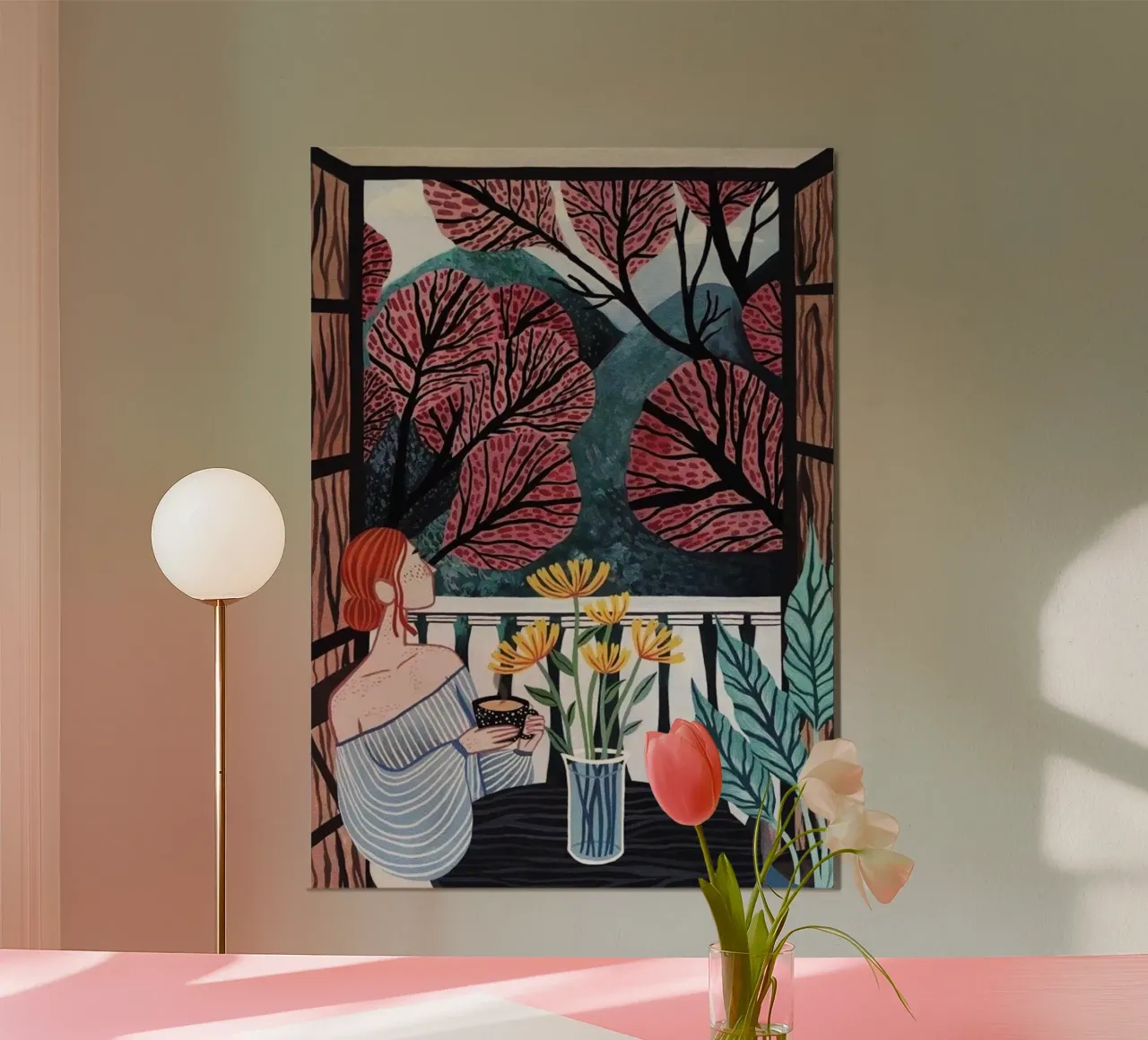 chill in window poster con telaio in alluminio da panada
