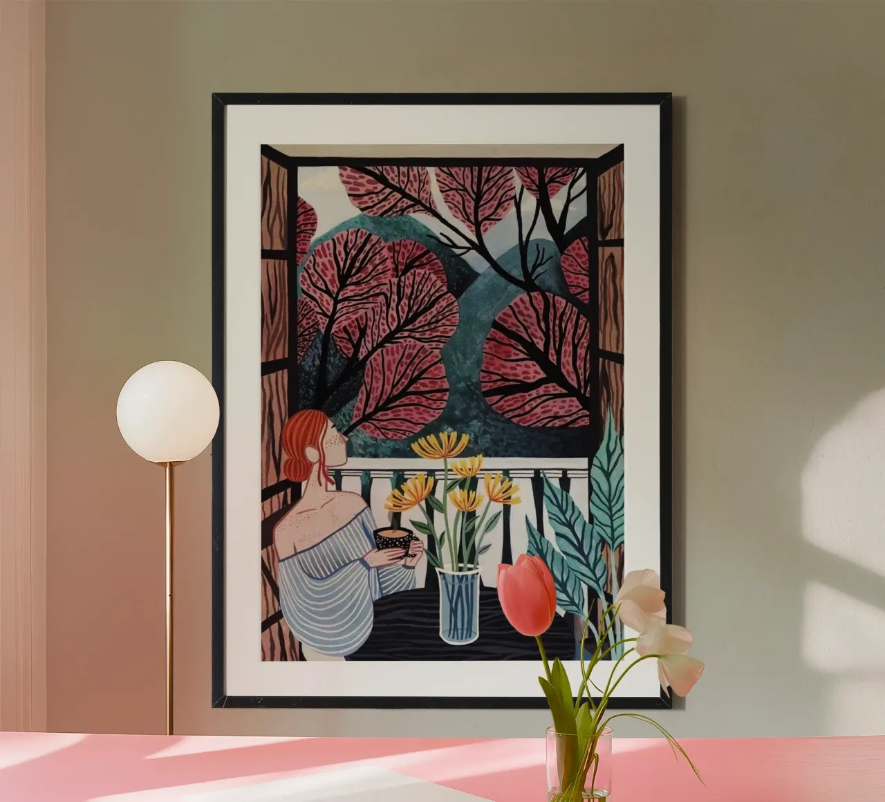 chill in window poster con telaio in alluminio da panada