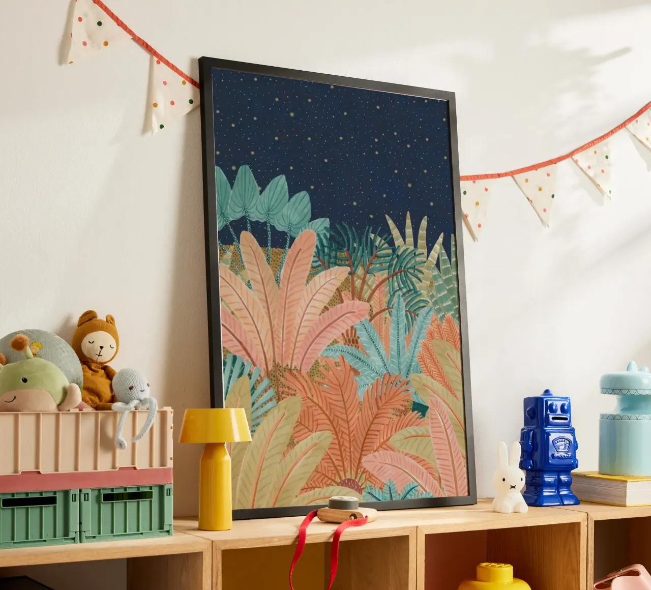 colorfull forest in night poster da huminity