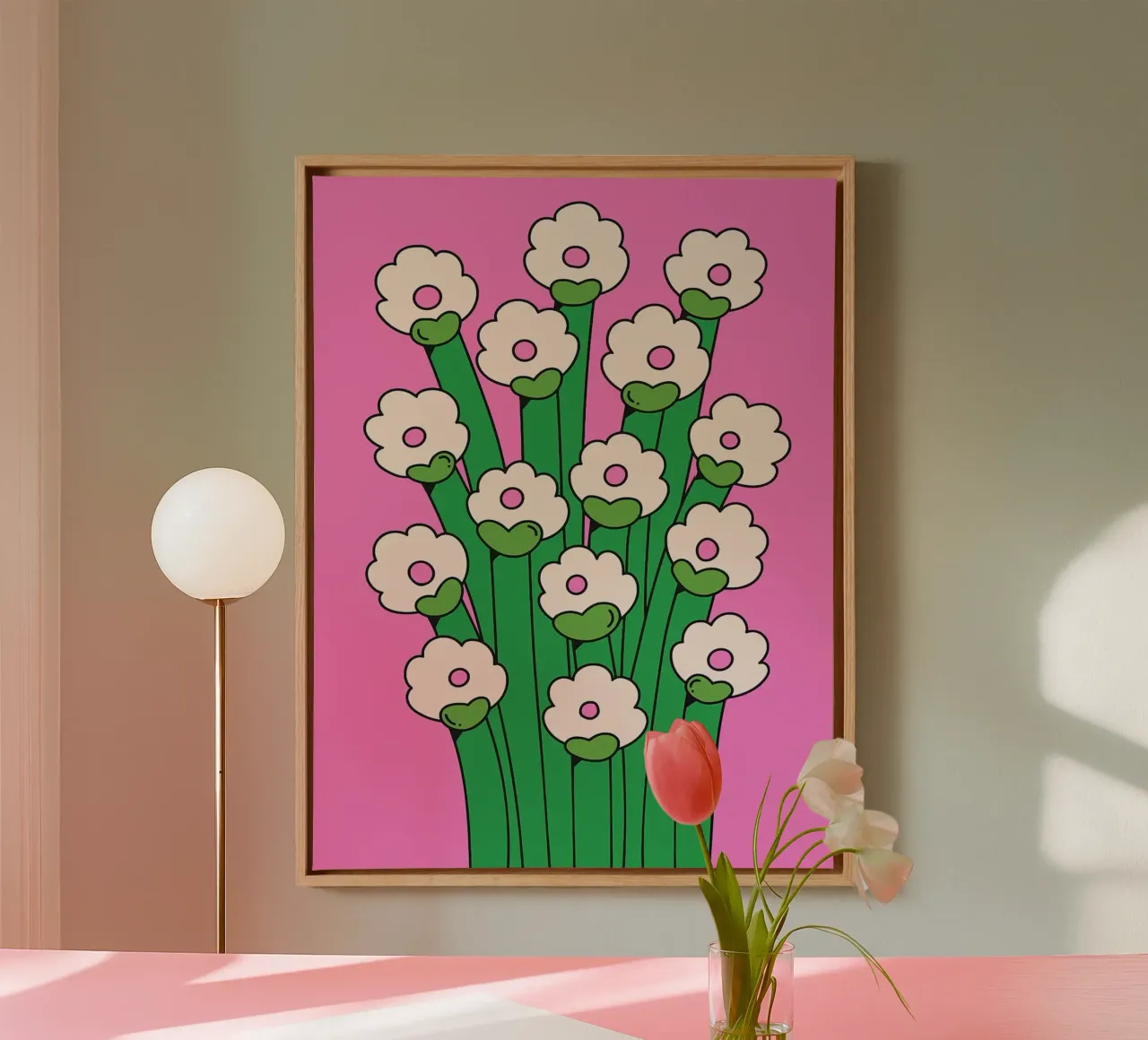 Retro Boeket canvas met Baklijst van Taiga Hasegawa