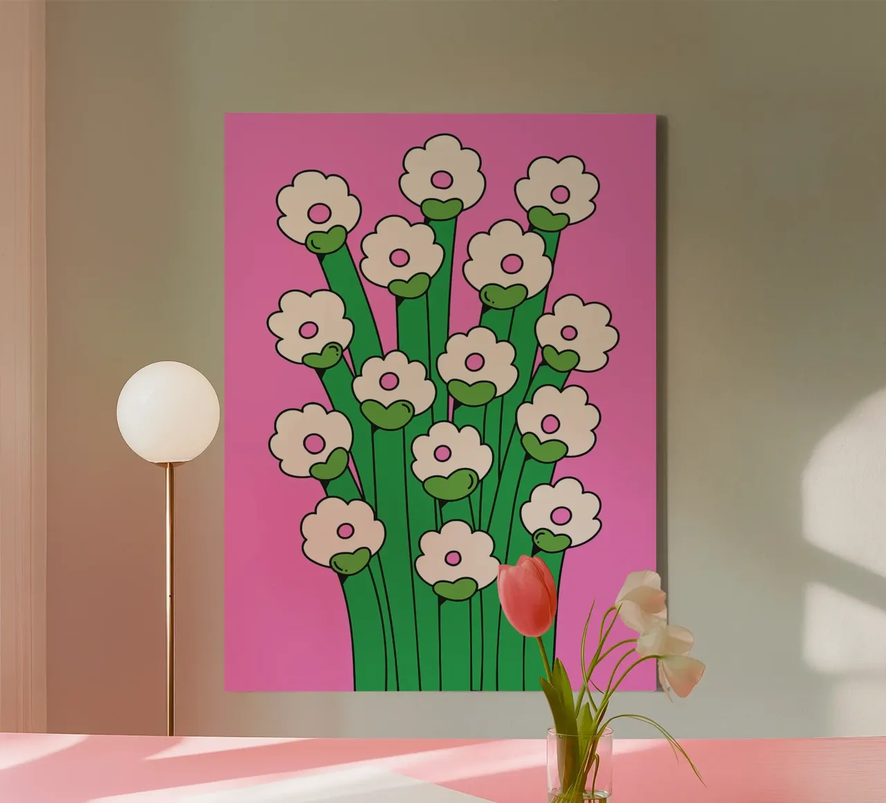 Retro Boeket canvas met Baklijst van Taiga Hasegawa