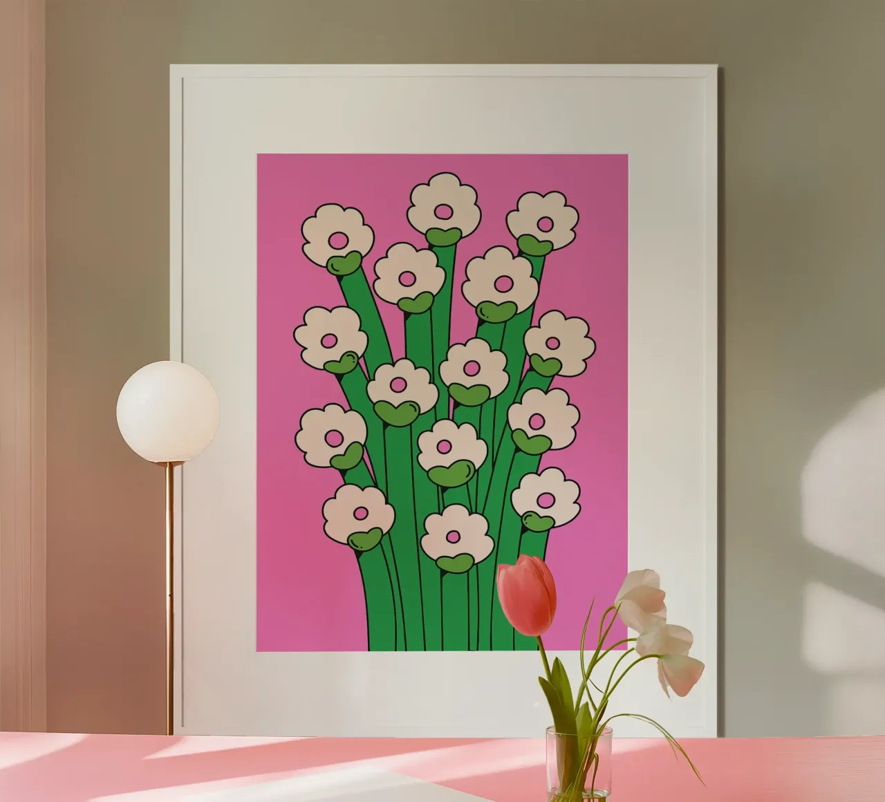 Bouquet di fiori retrò poster con telaio in plastica da Taiga Hasegawa