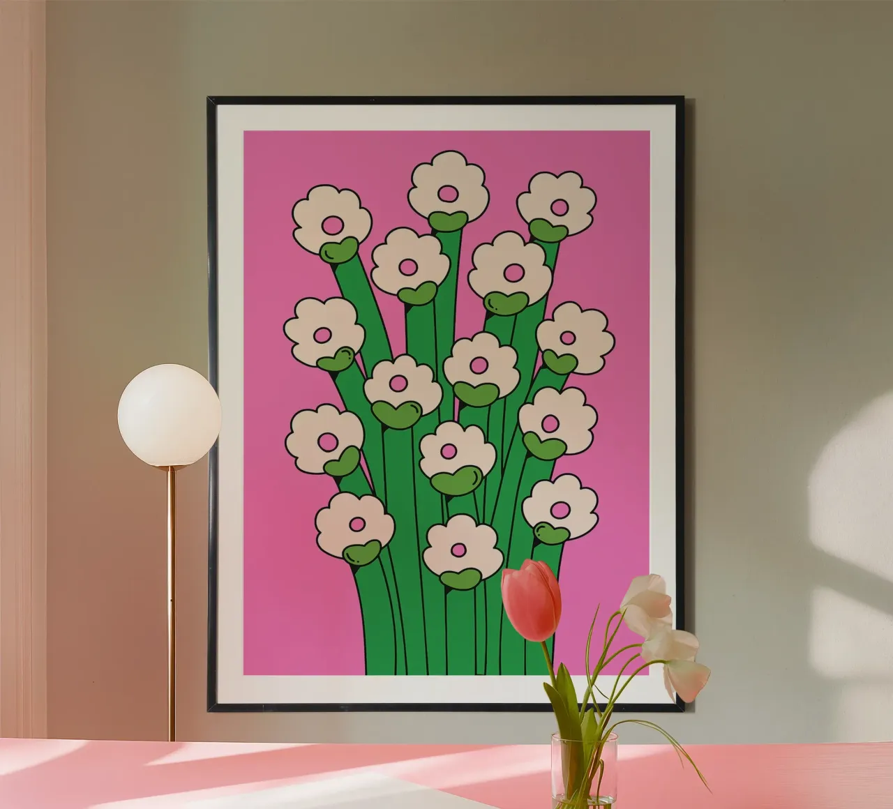Bouquet di fiori retrò poster con telaio in plastica da Taiga Hasegawa