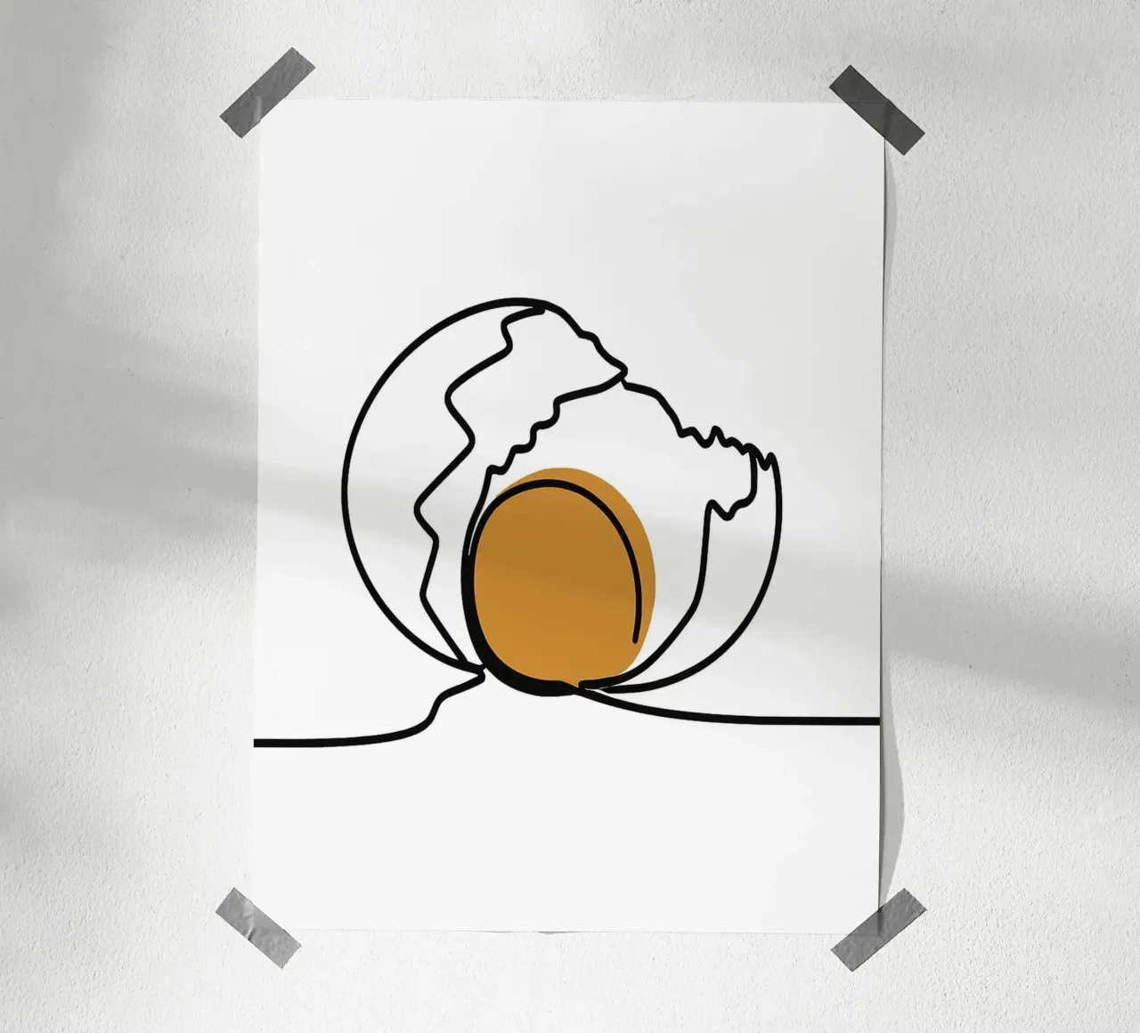Un'arte dell'uovo su una sola linea poster con telaio in plastica da Taiga Hasegawa