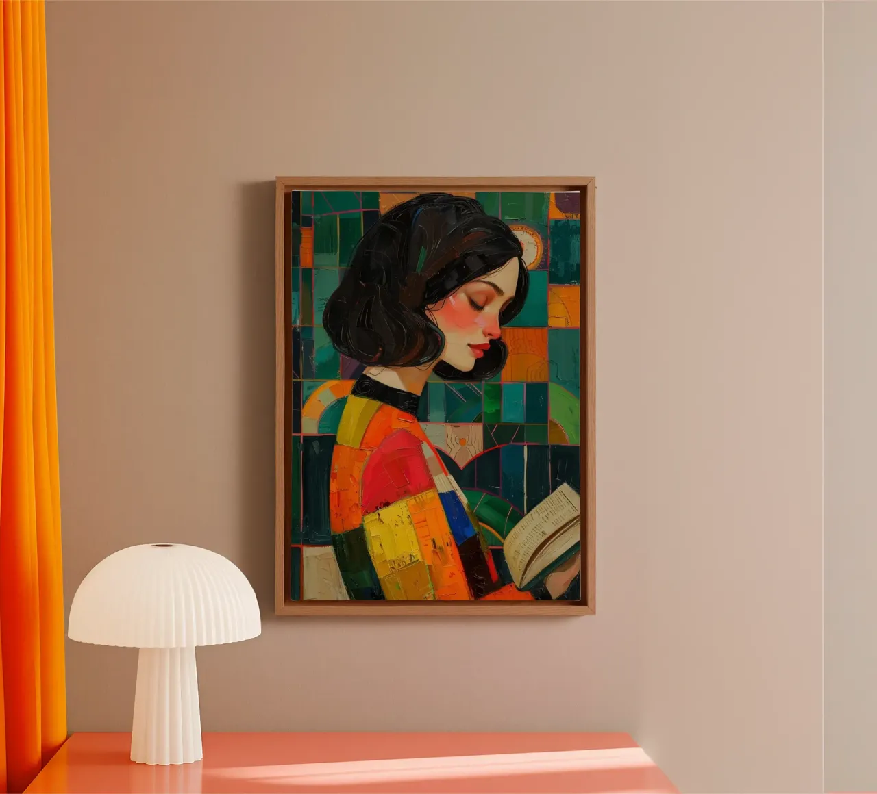art the girl reading tela con Cornice a cassetta da huminity