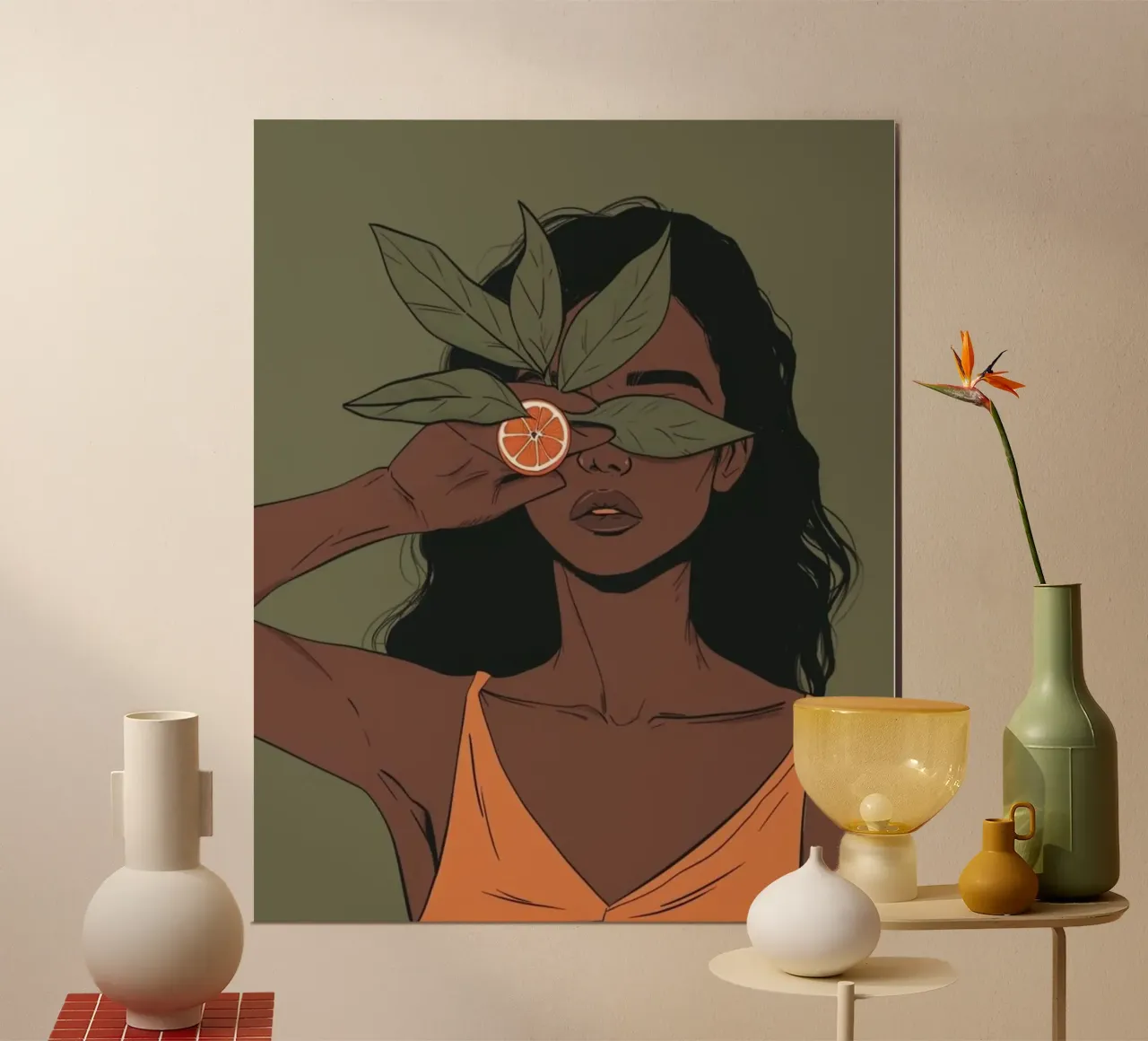 orange and leaf on eye poster da huminity