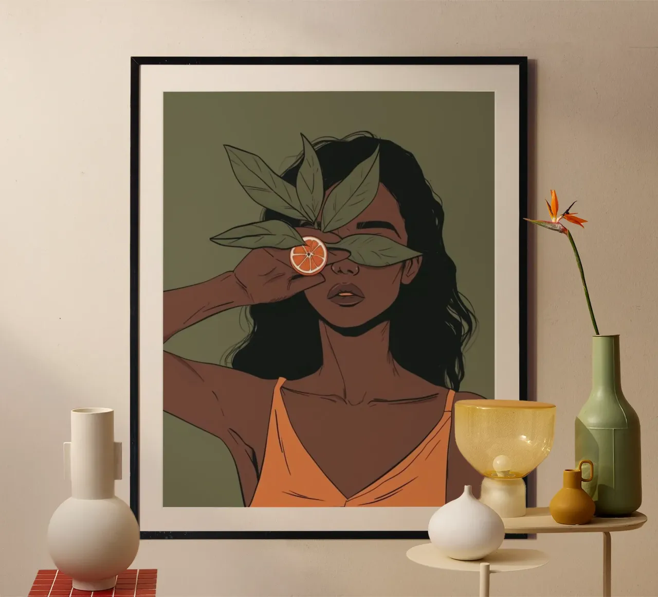 orange and leaf on eye poster da huminity