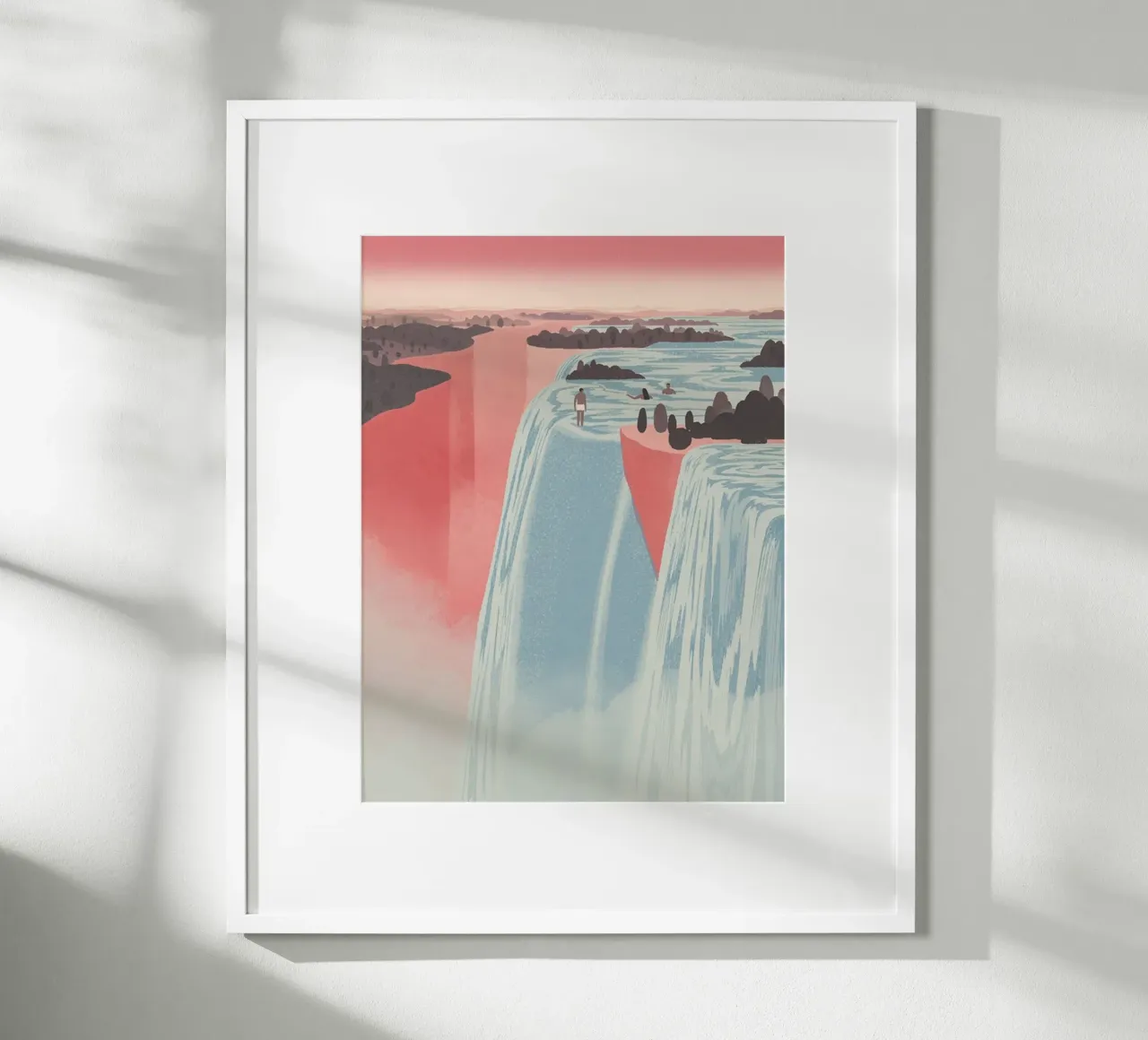 man in waterfall poster con telaio in alluminio da panada