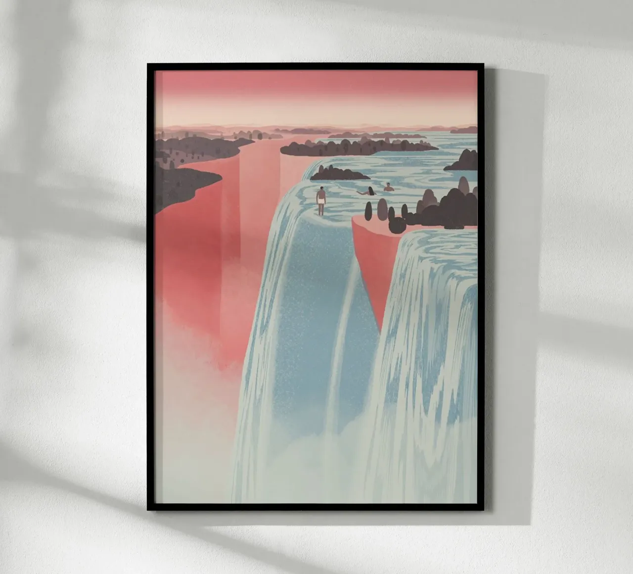 man in waterfall poster con telaio in alluminio da panada