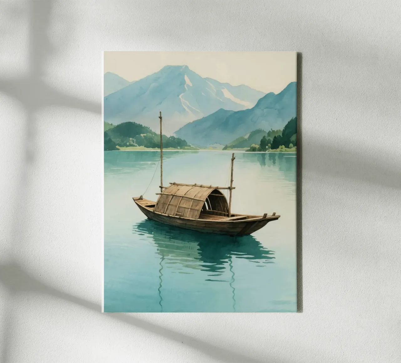 wooden boat in the middle of the lake tela con Cornice a cassetta da knowledge