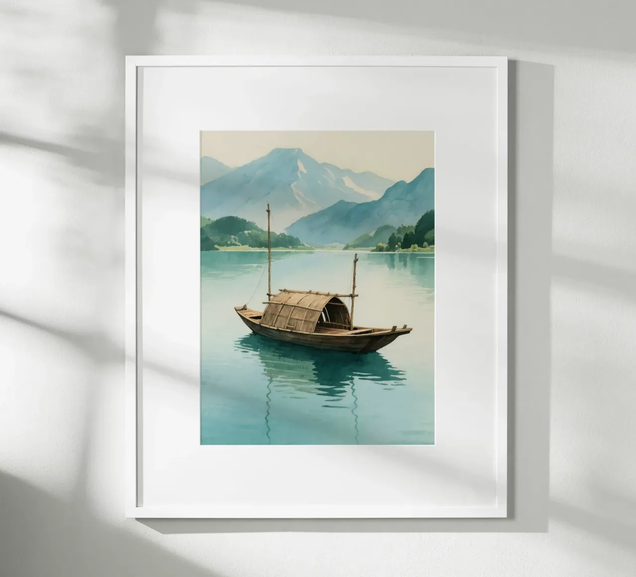 wooden boat in the middle of the lake poster da knowledge