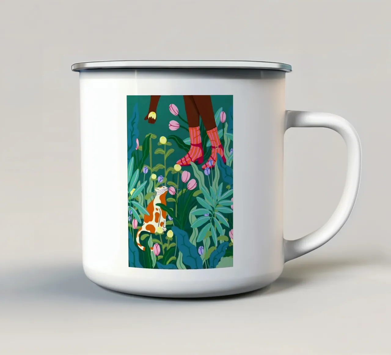 cat and the girl in garden tazza in smalto da melts