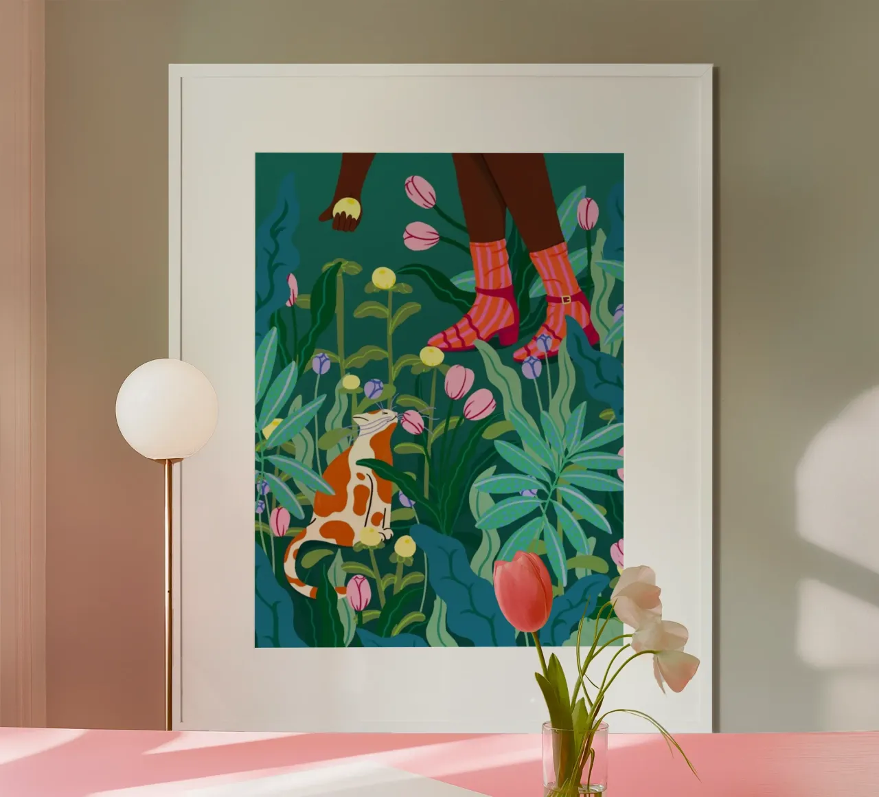 cat and the girl in garden poster da melts