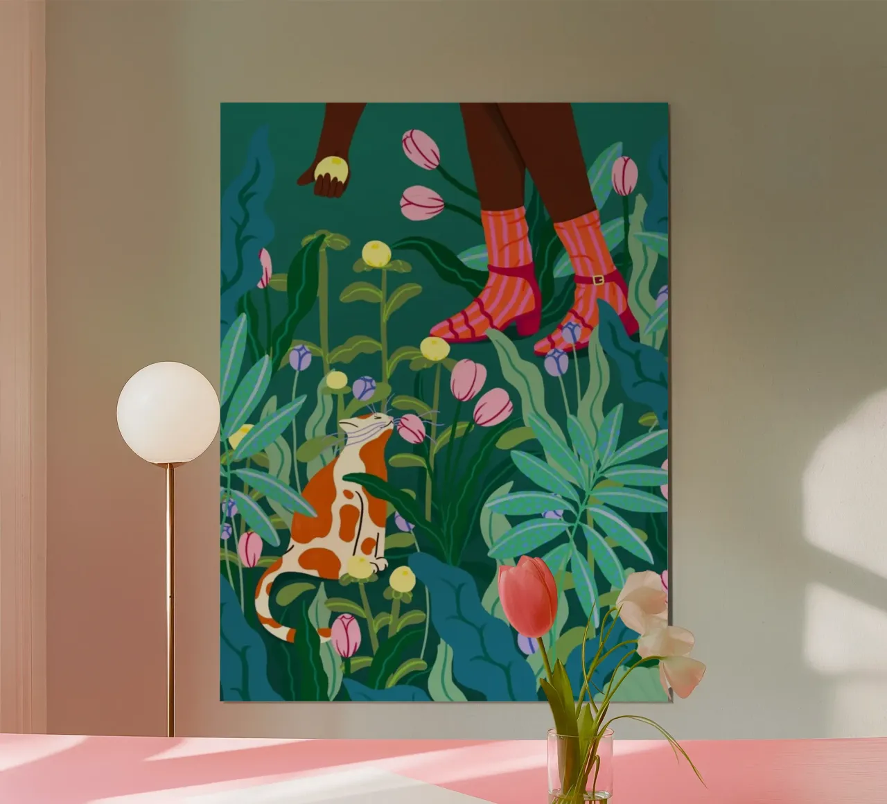 cat and the girl in garden poster da melts