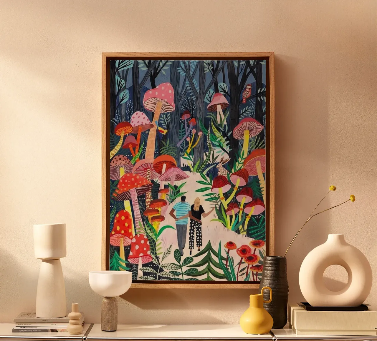 couple in colorful forest canvas with Floater frame by melts