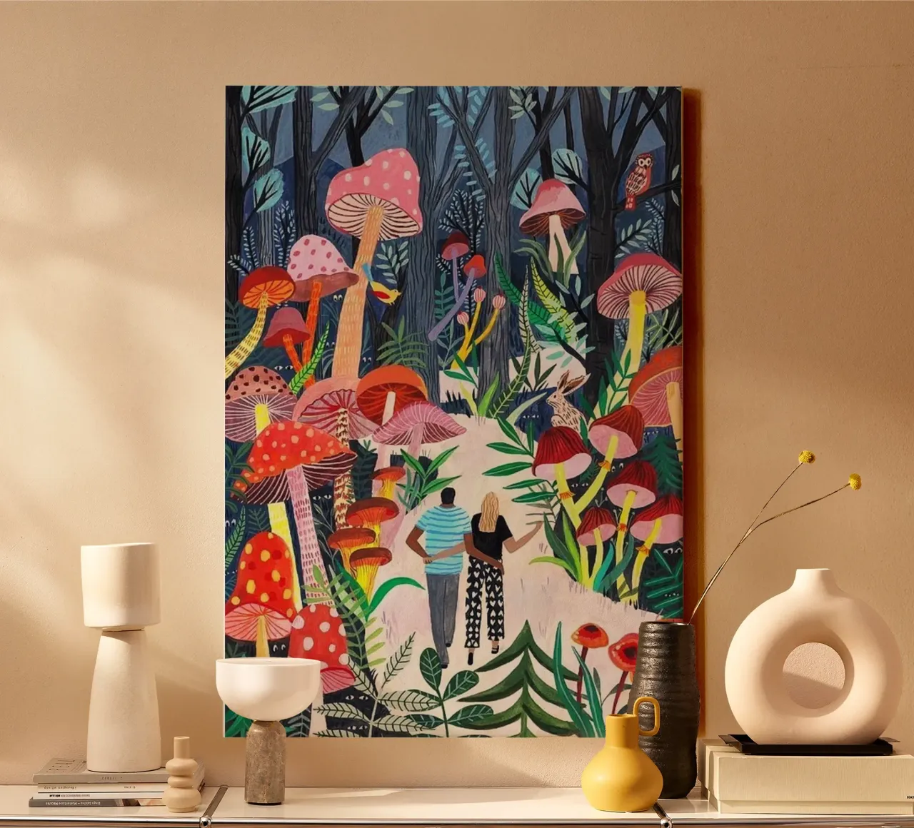 couple in colorful forest canvas with Floater frame by melts