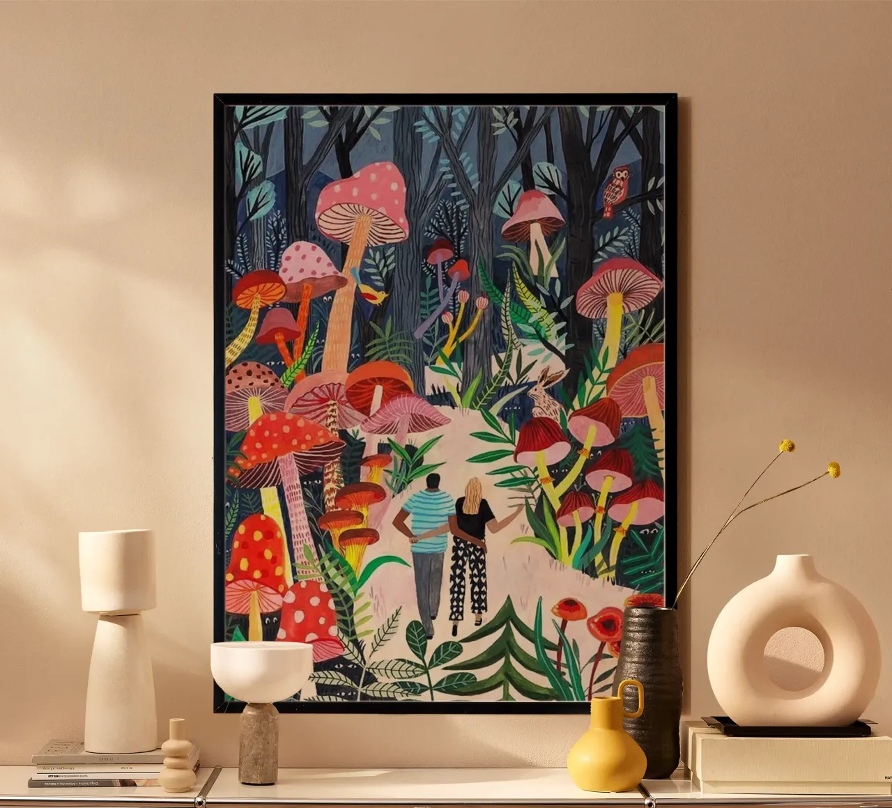 couple in colorful forest poster con telaio in plastica da melts