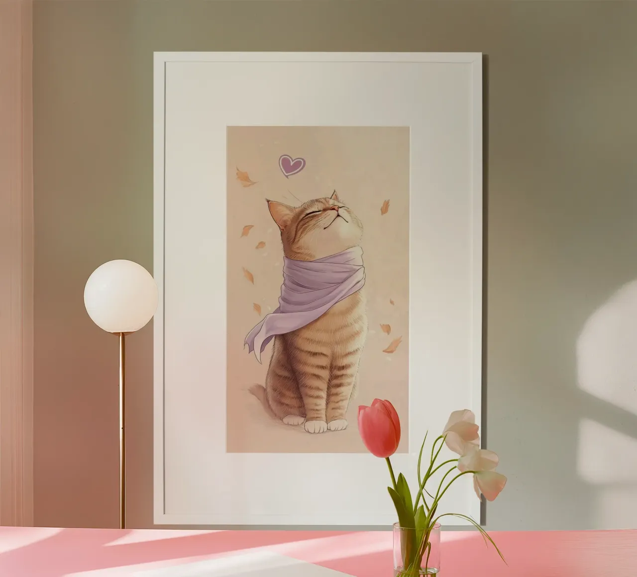 cat with pink poster con telaio in plastica da hamily
