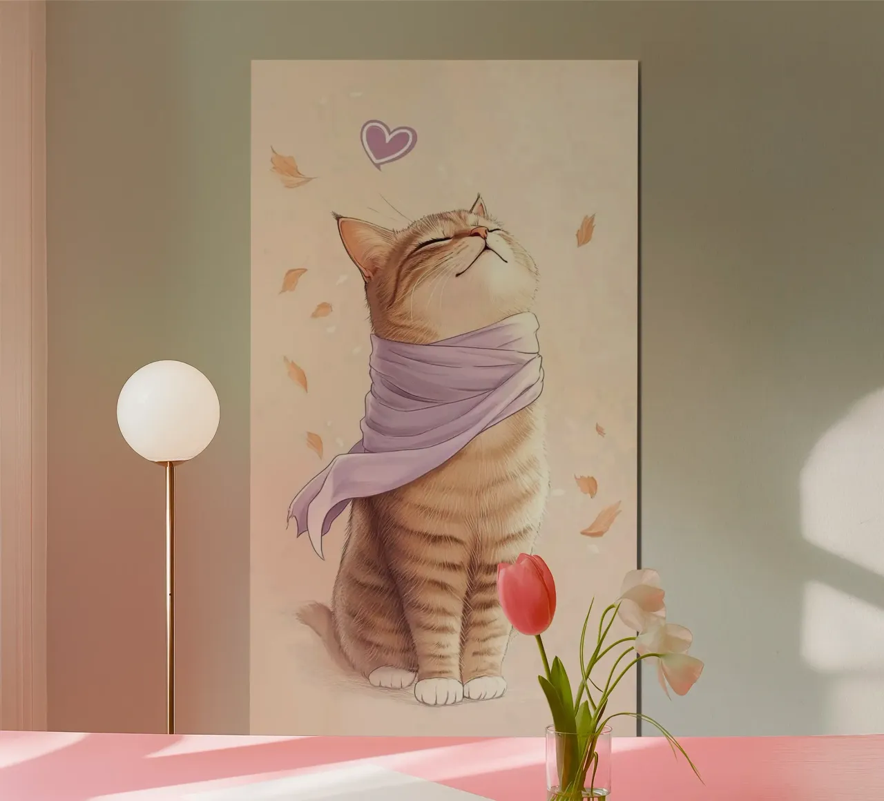 cat with pink poster con telaio in plastica da hamily