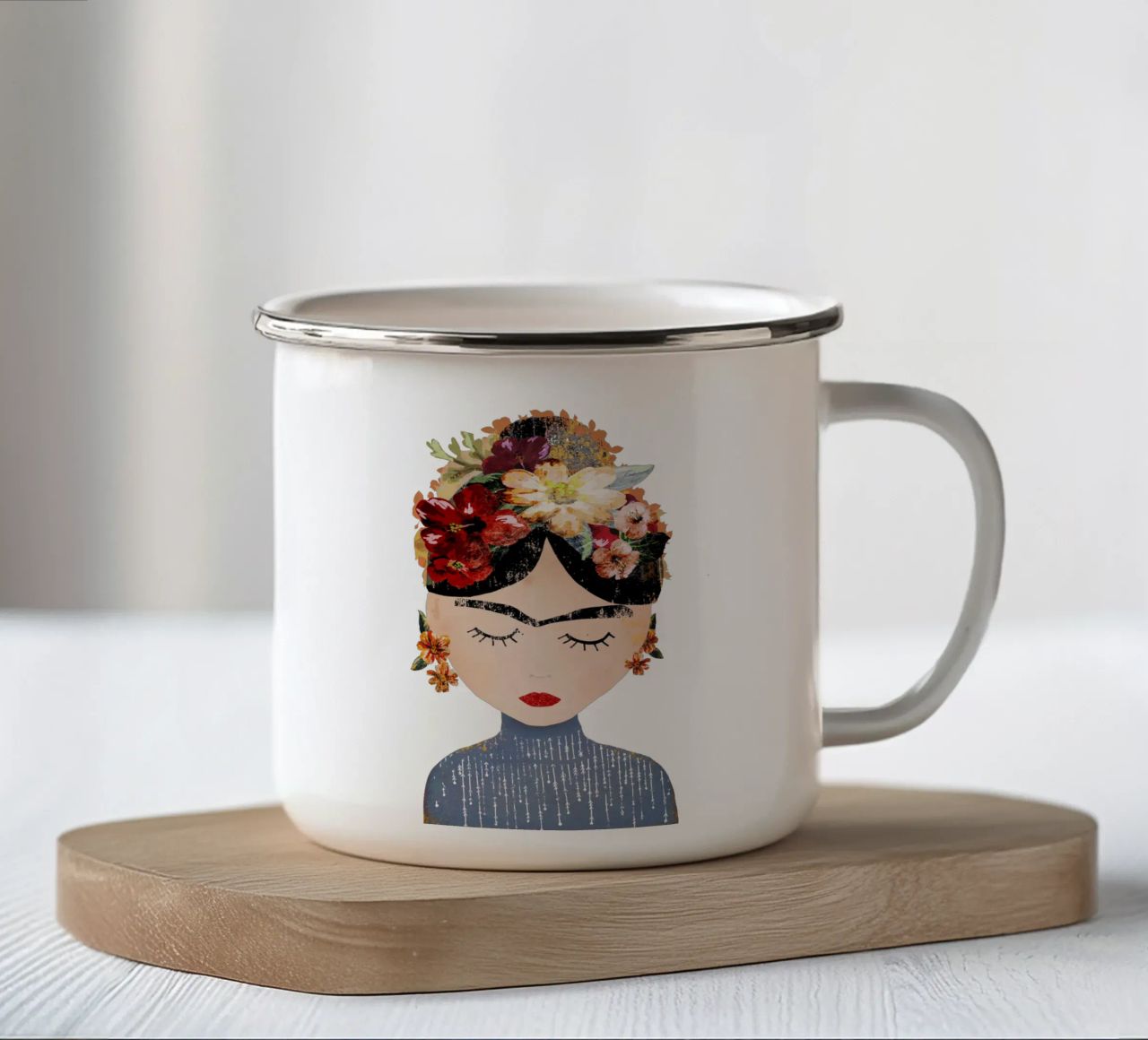 Frida (without background) tazza in smalto da treechild