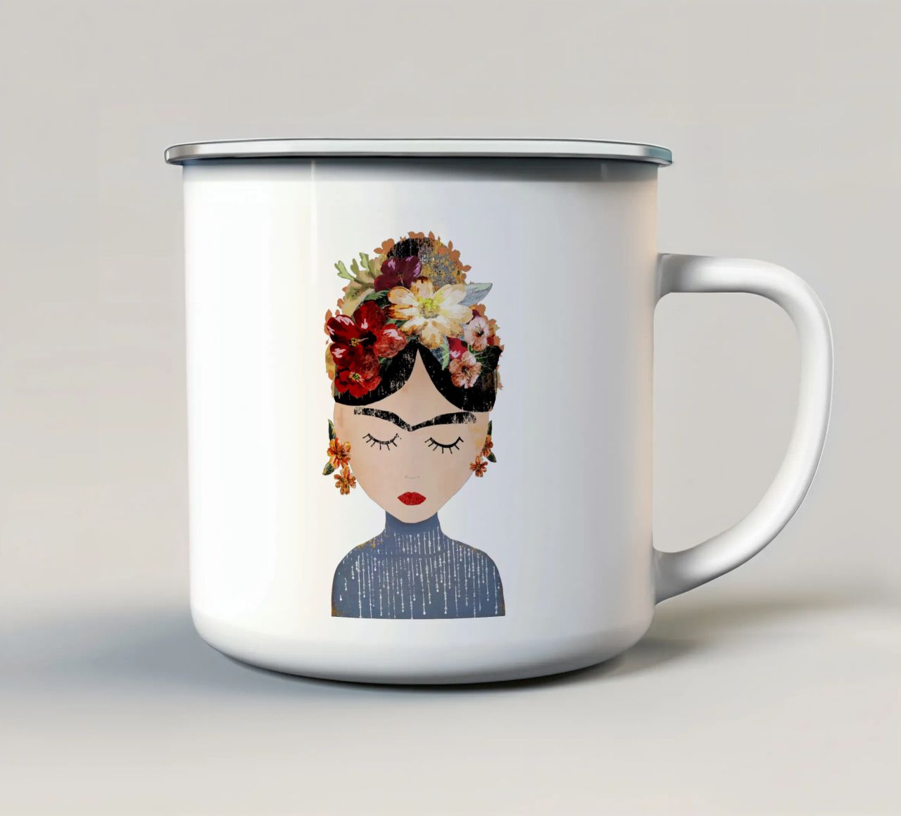 Frida (without background) tazza in smalto da treechild