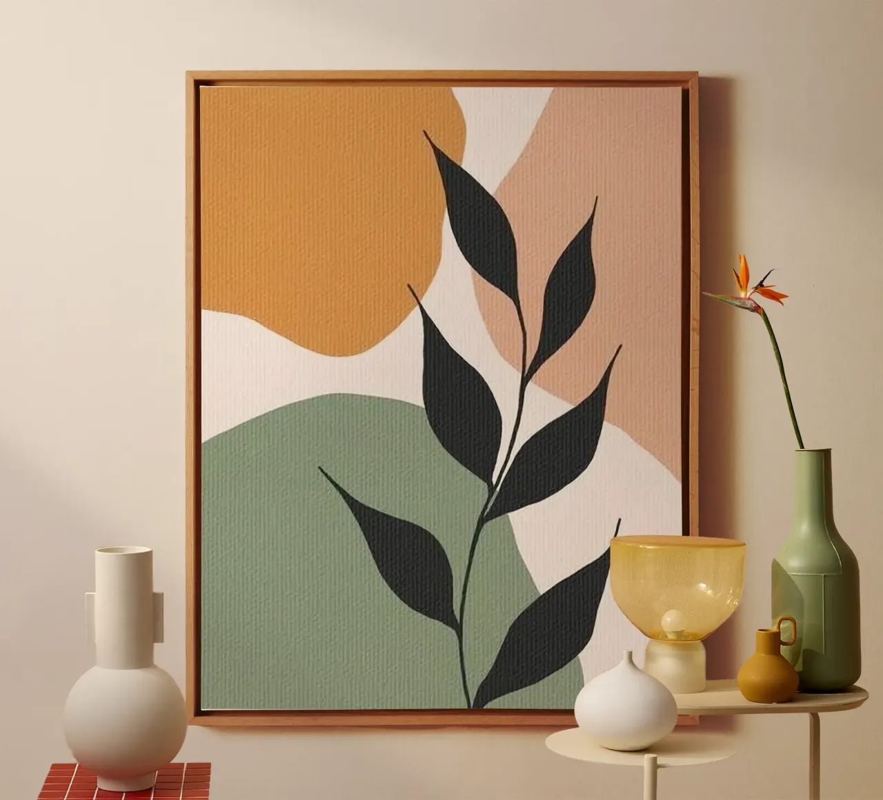 curve line shape canvas with Floater frame by melts