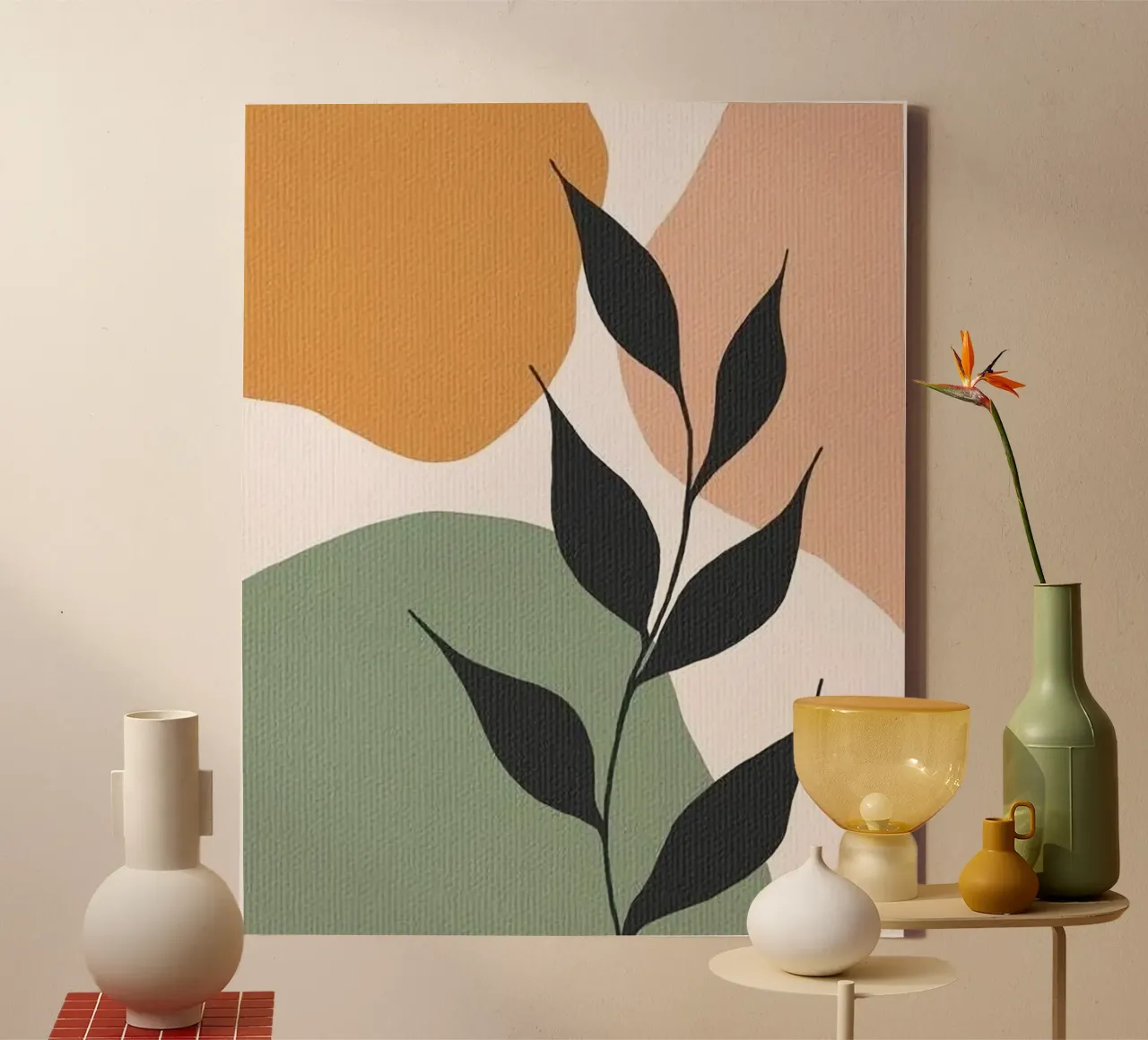 curve line shape canvas with Floater frame by melts