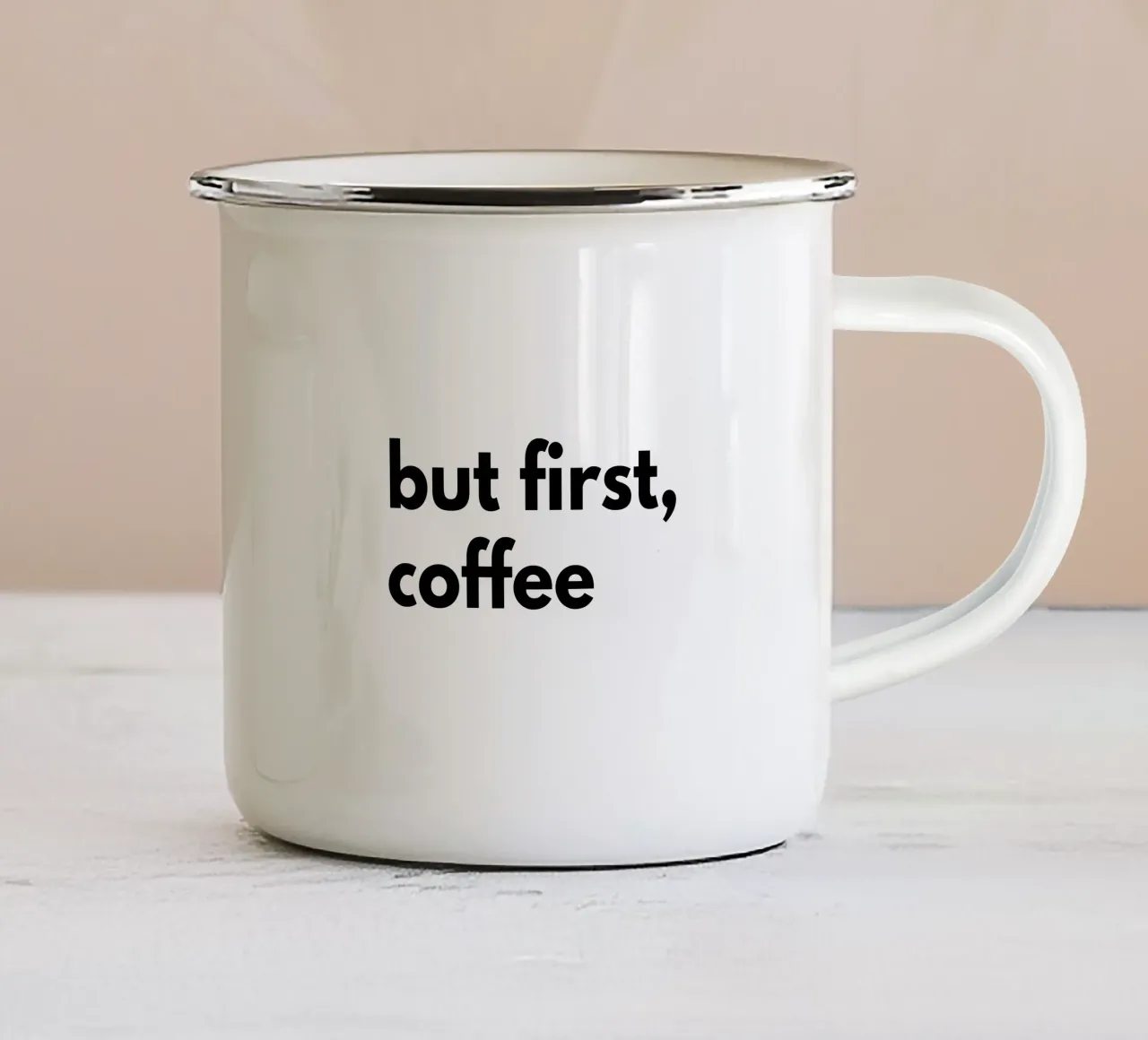 but first coffee emaille mok van Typo Designs
