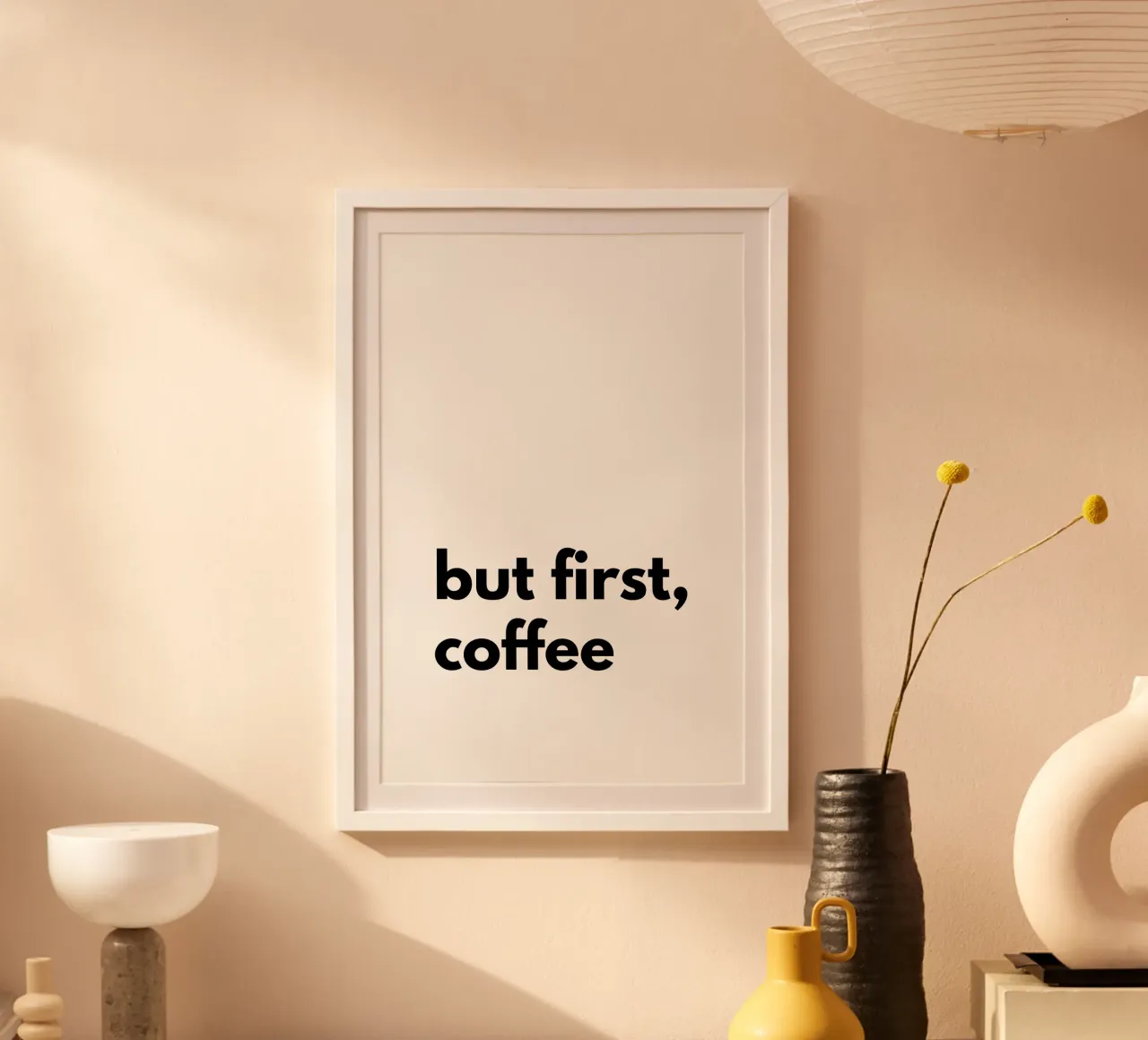 but first coffee poster con telaio in plastica da Typo Designs