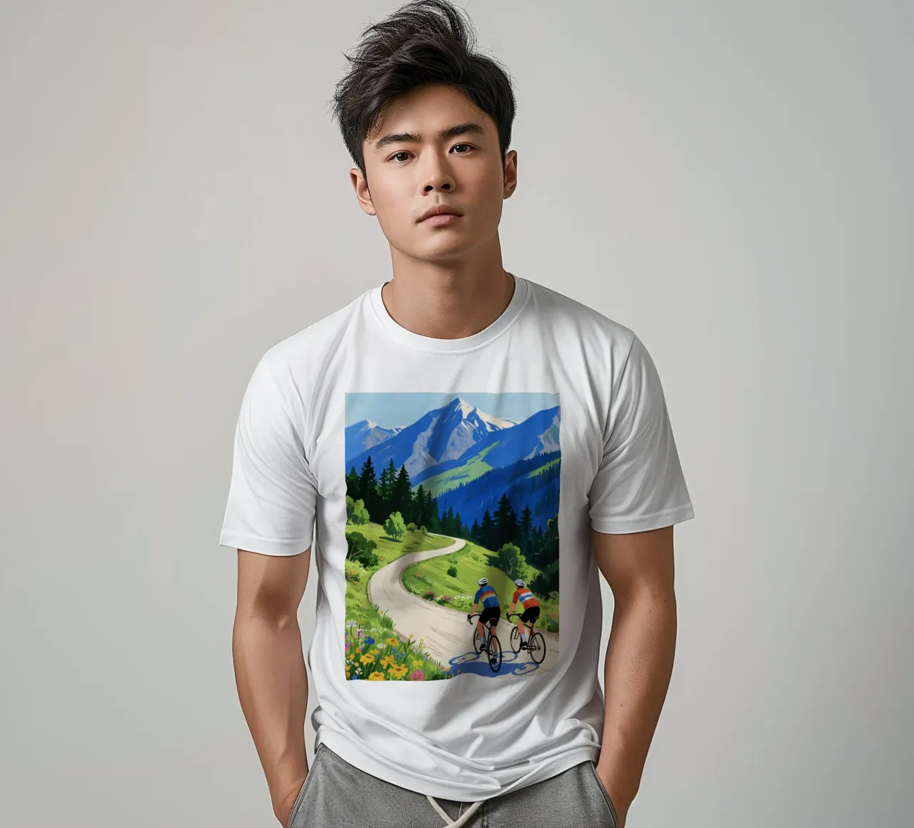 cyclists in nature t-shirt da knowledge