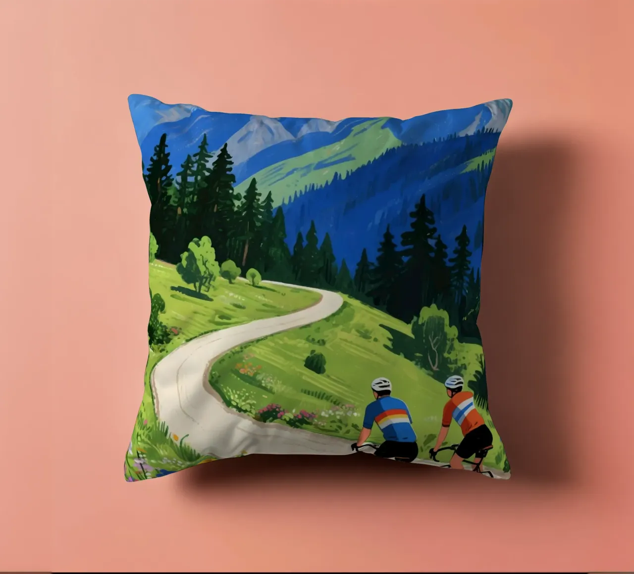 cyclists in nature cuscino da knowledge