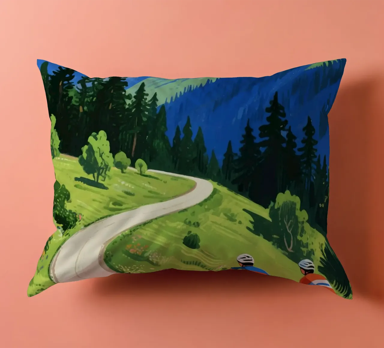 cyclists in nature cuscino da knowledge