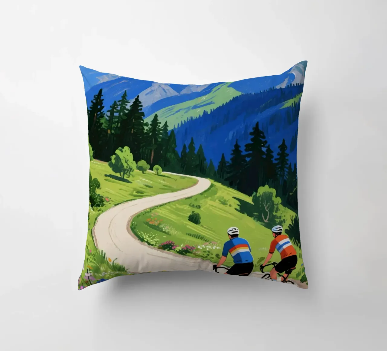 cyclists in nature cuscino da knowledge
