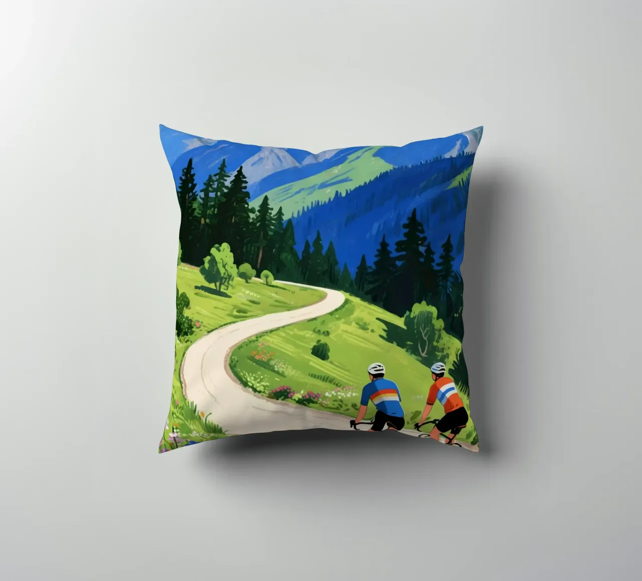 cyclists in nature cuscino da knowledge