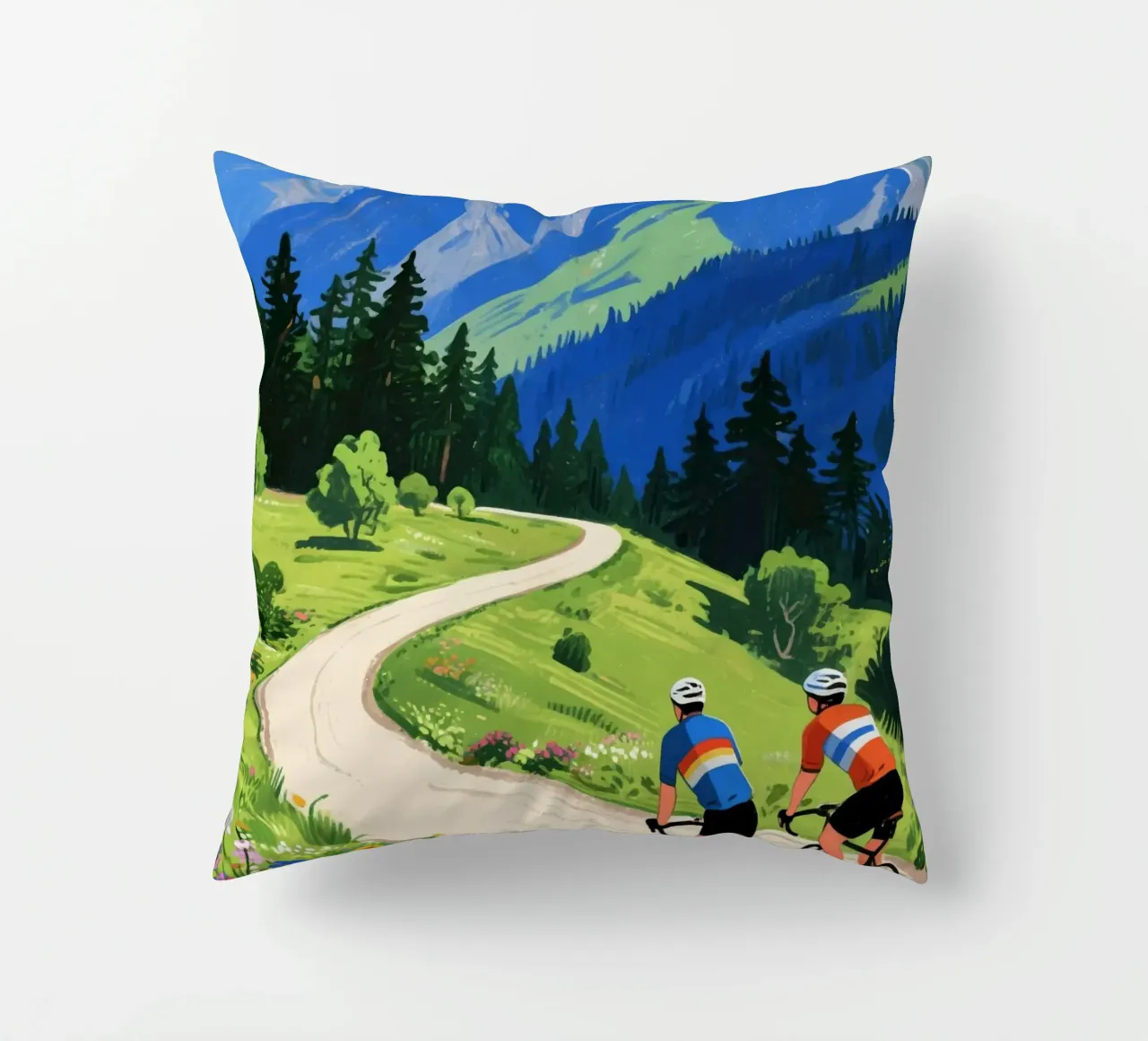 cyclists in nature cuscino da knowledge