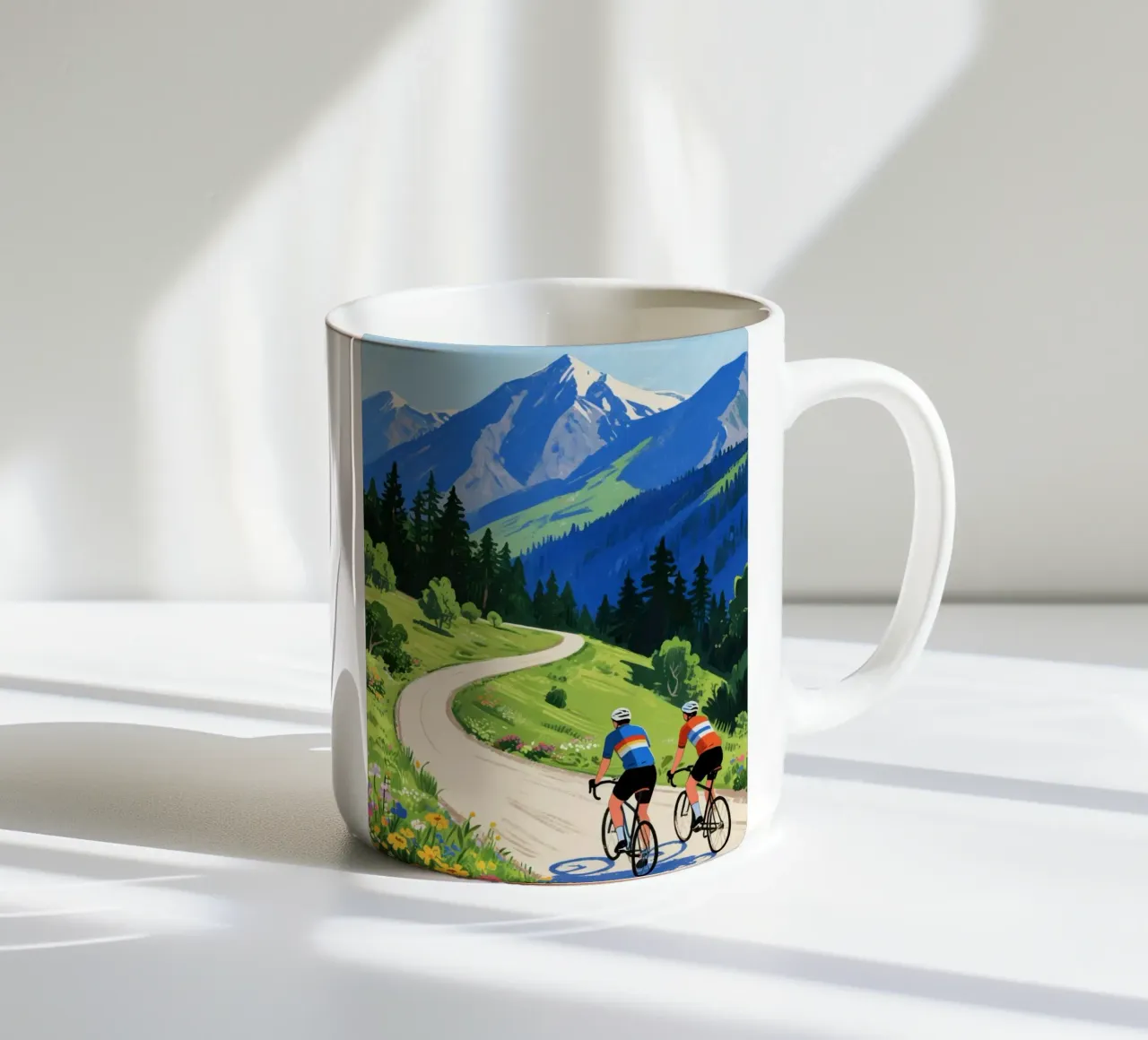 cyclists in nature tazza in ceramica da knowledge