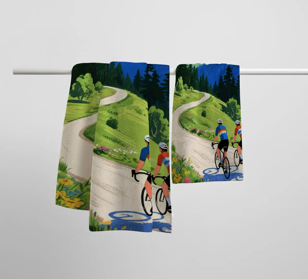 cyclists in nature asciugamano da bagno da knowledge