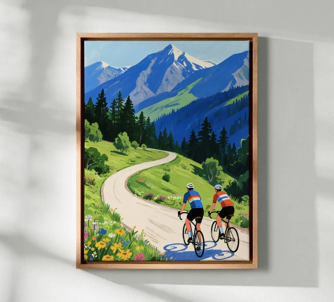 cyclists in nature tela con Cornice a cassetta da knowledge