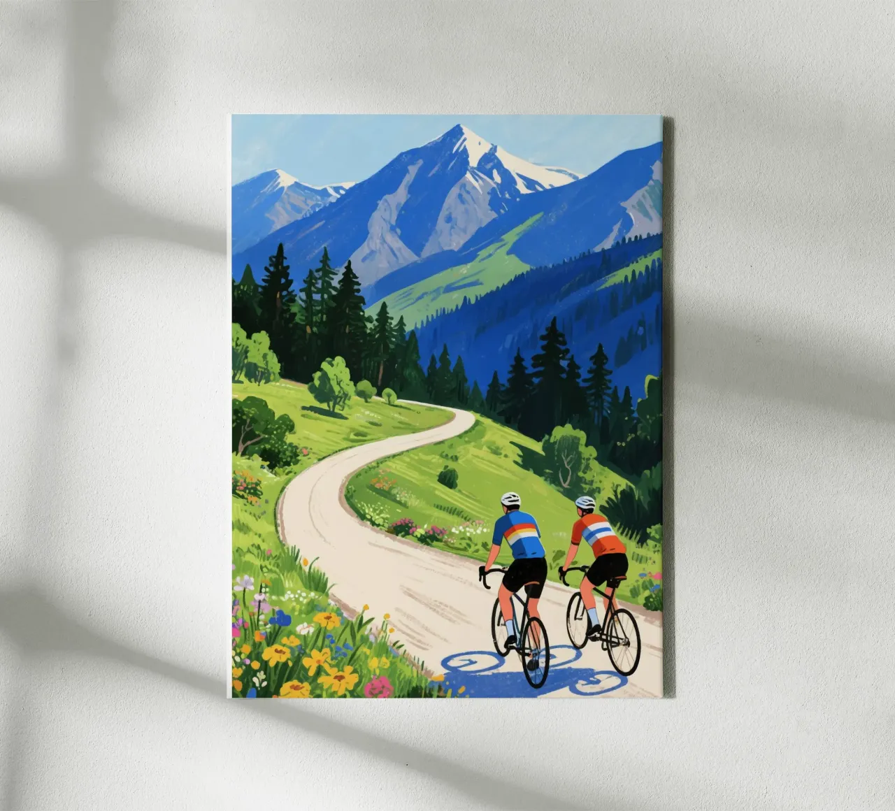 cyclists in nature tela con Cornice a cassetta da knowledge
